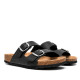 Sandalias planas Owel ibiza negras con doble hebilla tipo bio - Querol online