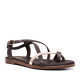 Sandalias planas Redlove koharu marrones con tira metalizada - Querol online