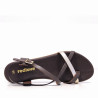 Sandalias planas Redlove koharu marrones con tira metalizada