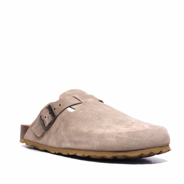 Zuecos Owel sicilia beige con hebilla lateral tipo bio - Querol online