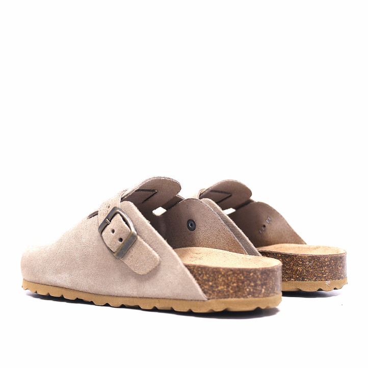 Zuecos Owel sicilia beige con hebilla lateral tipo bio - Querol online