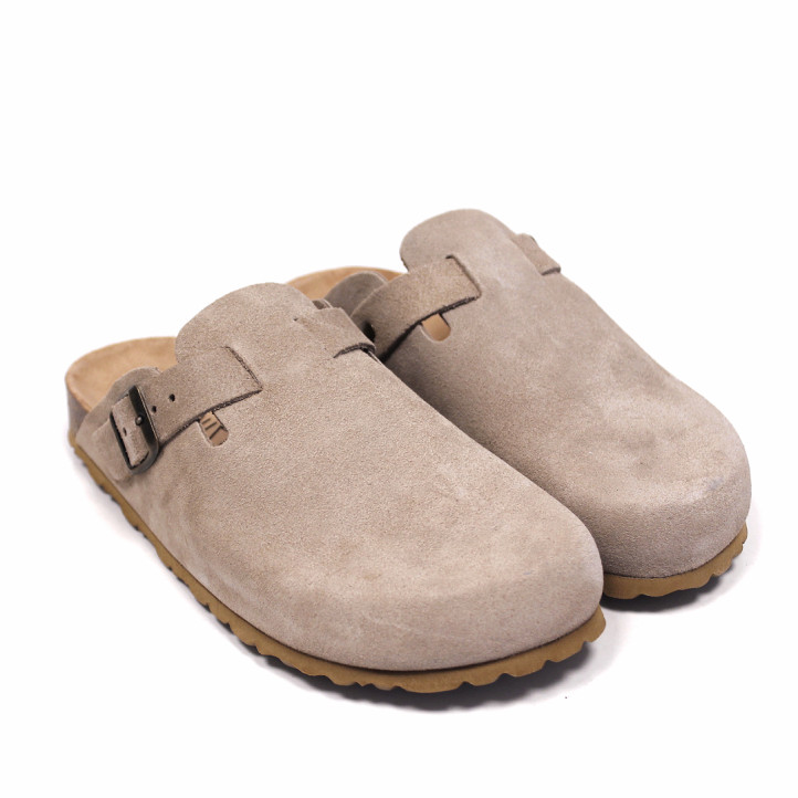 Zuecos Owel sicilia beige con hebilla lateral tipo bio - Querol online