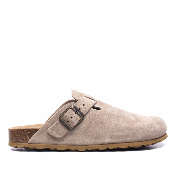 Zuecos Owel sicilia beige con hebilla lateral tipo bio - Querol online