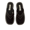 Sandalias planas Mustang maby negras esclava en v y tachuelas doradas