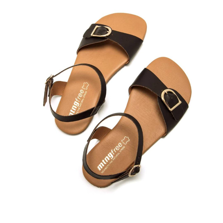 Sandalias planas Mustang free cleo moka con hebilla metálica barefoot - Querol online