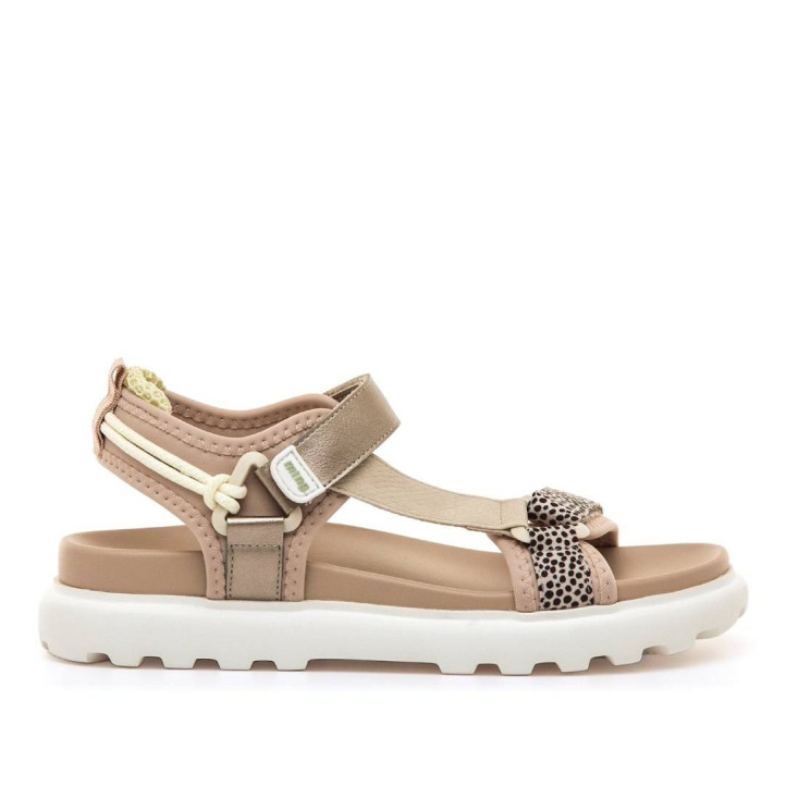 Sandalias planas Mustang sunny beige con detalles champange estilo outdoor - Querol online