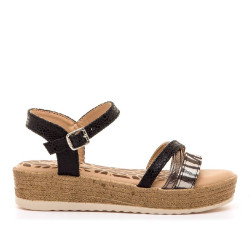 sandalias Mustang aire negras con plataforma - Querol online