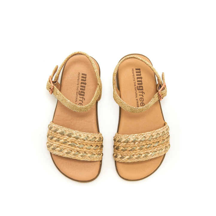 sandalias Mustang free oro con tiras frontales trenzadas barefoot - Querol online