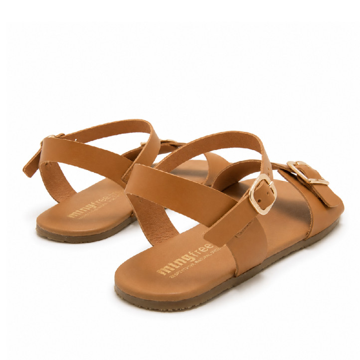 Sandalias planas Mustang free cleo cuero con hebilla metálica barefoot - Querol online