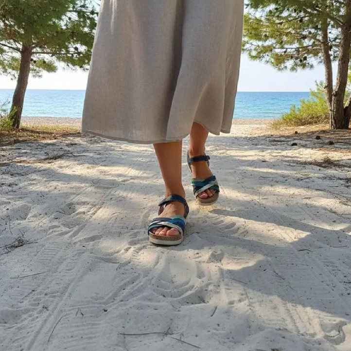 Sandàlies falca Walk & Fly adriatico en tons blaus amb velcro - Querol online