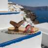 Sandalias cuña Walk & Fly adriatico en tonos rojos con velcro