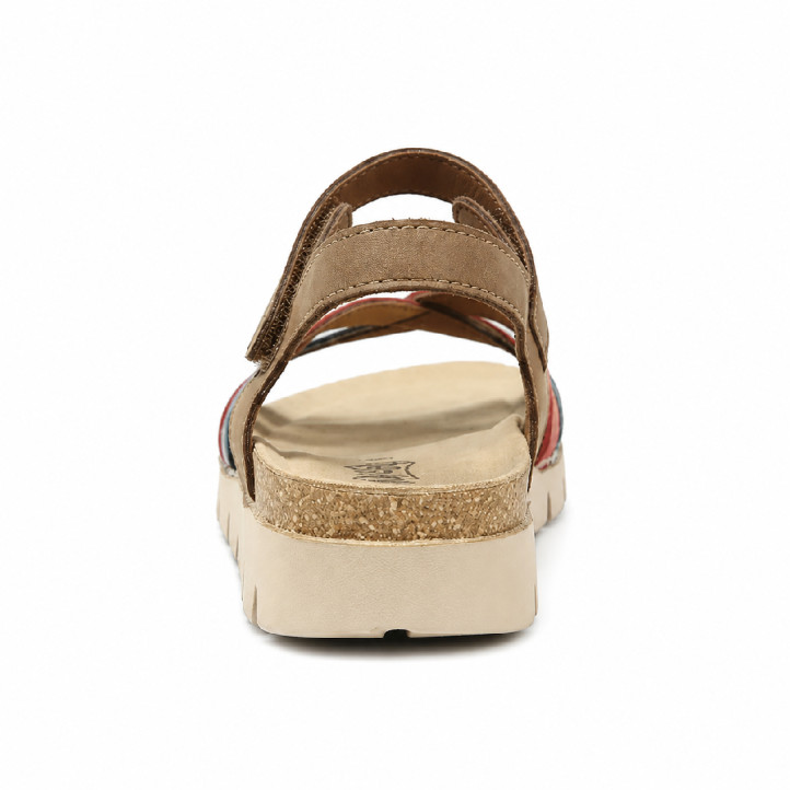 Sandalias cuña Walk & Fly adriatico en tonos rojos con velcro - Querol online