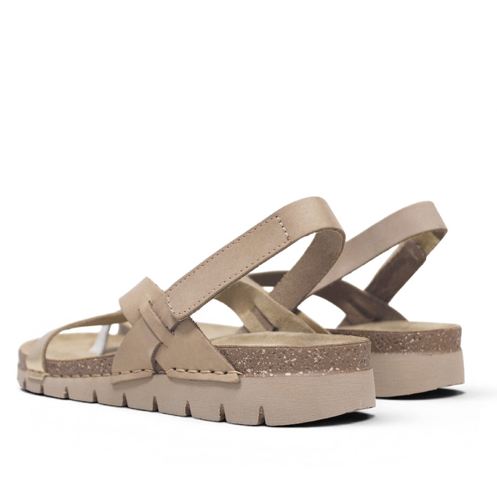 Sandalias planas Walk & Fly jerba beige con detalles platino - Querol online