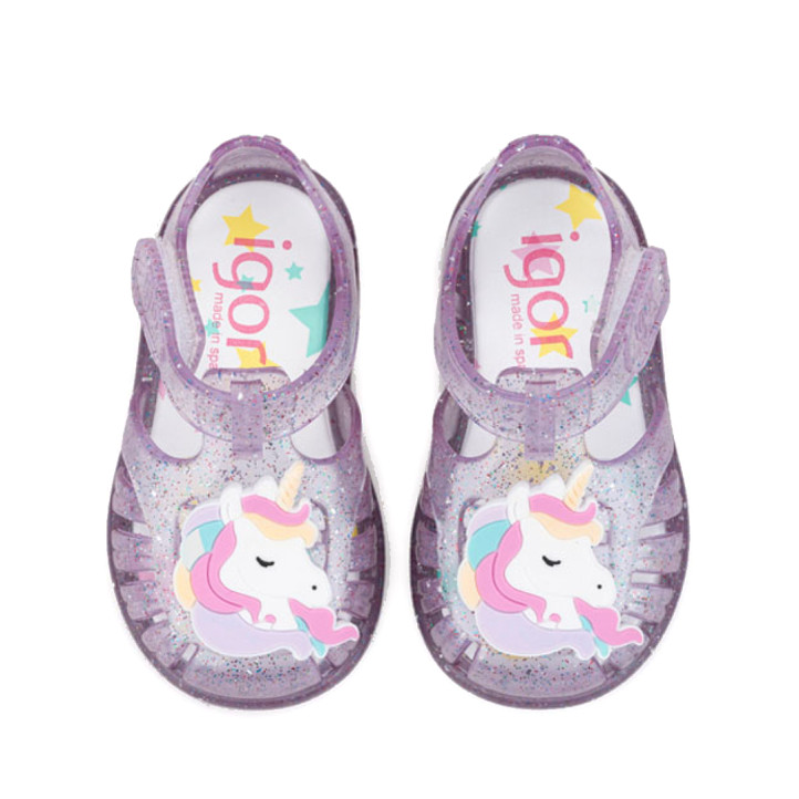 Chanclas Igor malva multi glittter unicornio - Querol online