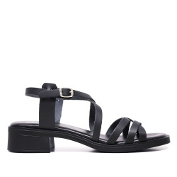 Sandalias tacón Redlove honoka negras con tiras finas y pequeño tacón - Querol online