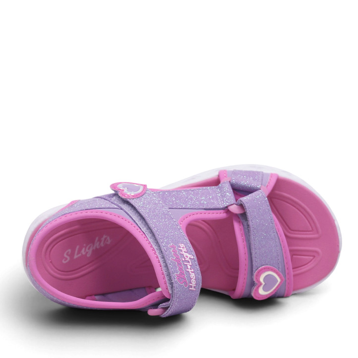 sandalias Skechers heart lights rosas y lilas con luces - Querol online