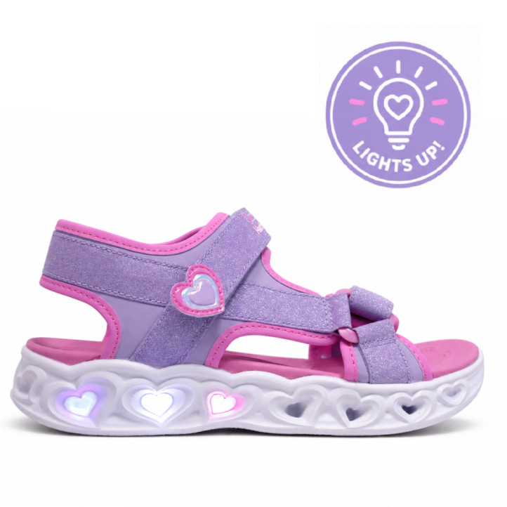 sandalias Skechers heart lights rosas y lilas con luces - Querol online