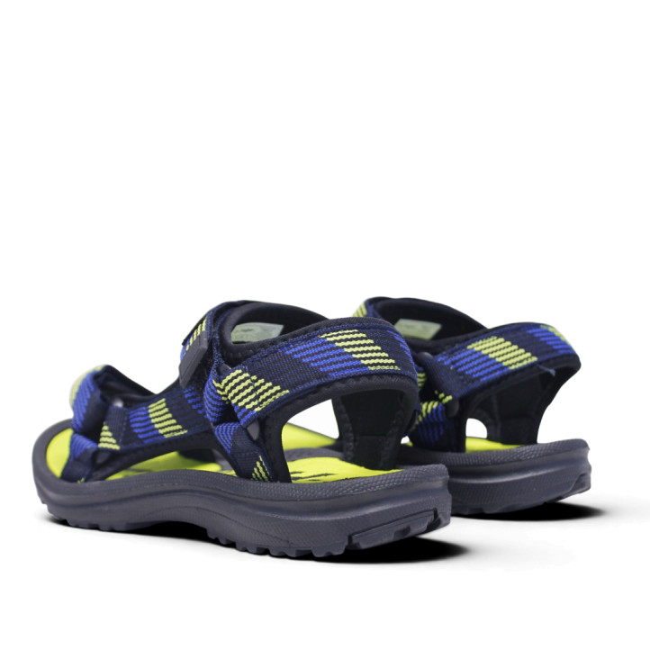 sandalias Jhayber sierra azules con detalles verde neón y doble cierre con velcro - Querol online