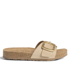 Sandalias planas Yokono jerba hielo de pala con hebilla dorada tipo bio - Querol online