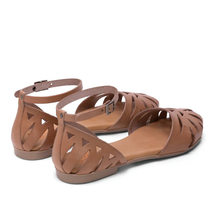 SANDALIA PLANA PIEL ALICE TAUPE PORRONET - Querol online