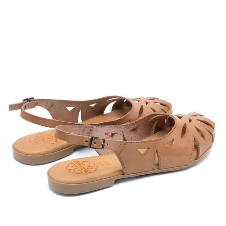SANDALES PLATES EN CUIR ANDREA TAUPE PORRONET - Querol online