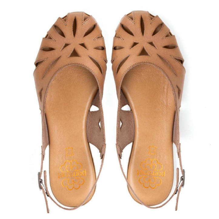 SANDALES PLATES EN CUIR ANDREA TAUPE PORRONET - Querol online