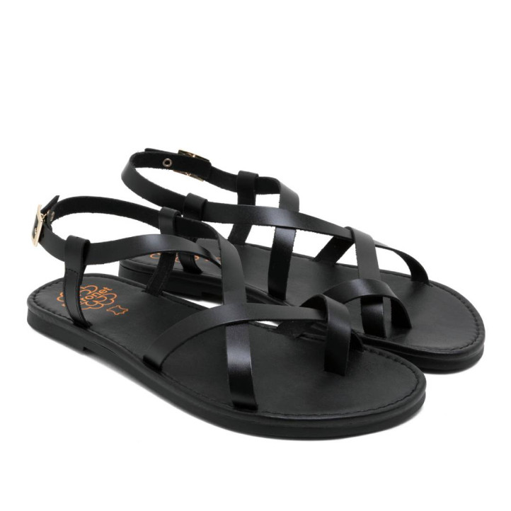 SANDALIA DE DEDO PIEL ABRIL NEGRO PORRONET - Querol online