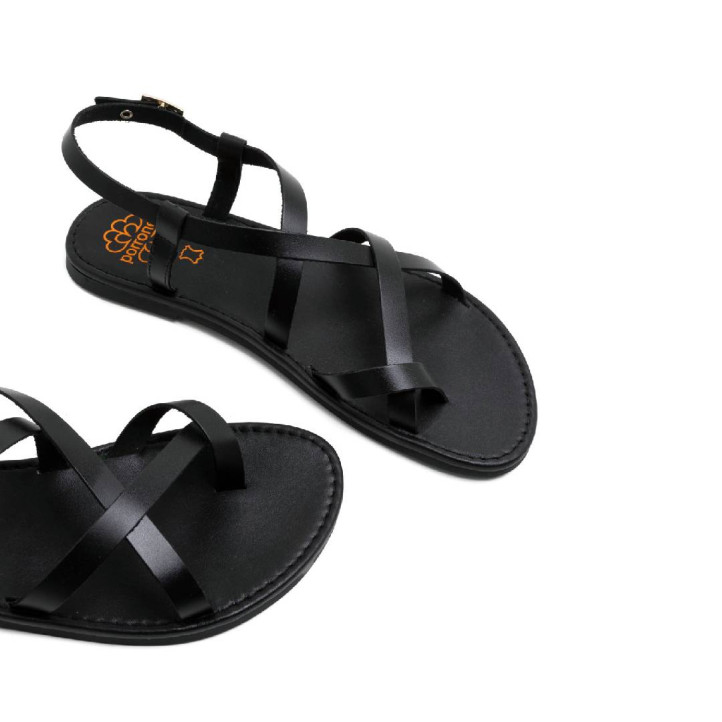 SANDALIA DE DEDO PIEL ABRIL NEGRO PORRONET - Querol online