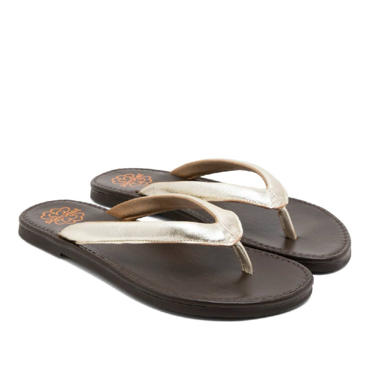 SANDALIA DE DEDO PIEL AMBER ORO PORRONET - Querol online