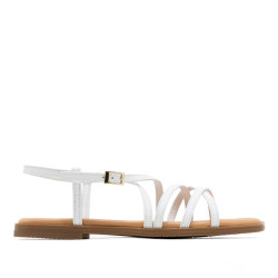SANDALIA PLANA DE PIEL BONNIE BLANCO PORRONET - Querol online