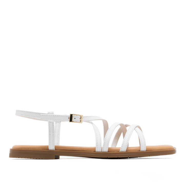 SANDALIA PLANA DE PIEL BONNIE BLANCO PORRONET - Querol online