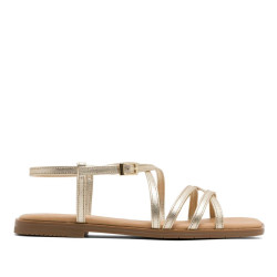 SANDALIA PLANA DE PIEL BONNIE ORO PORRONET - Querol online