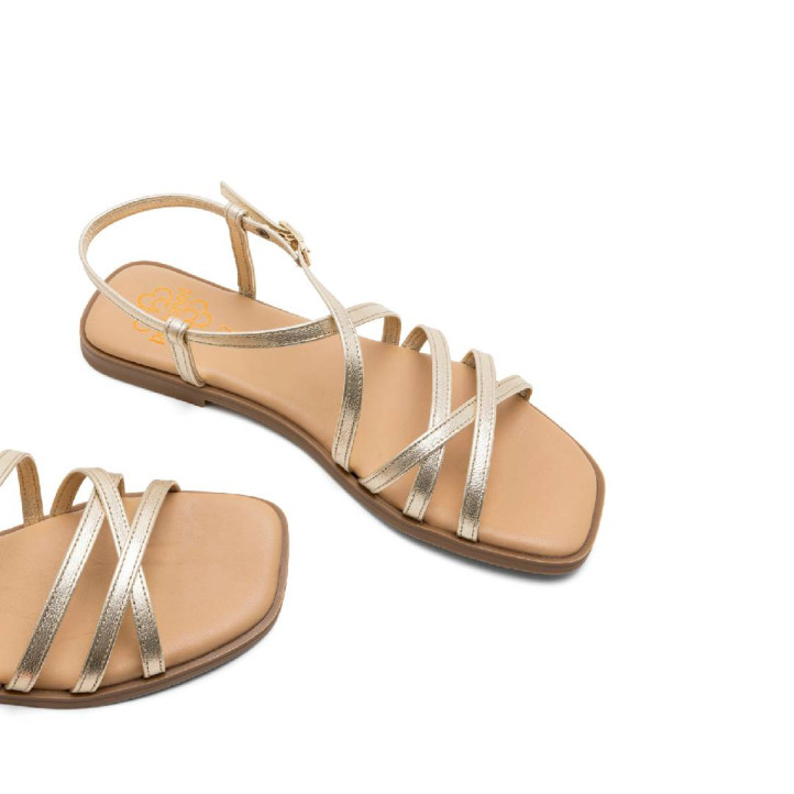 SANDALIA PLANA DE PIEL BONNIE ORO PORRONET - Querol online