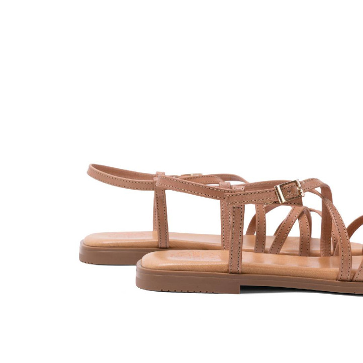 SANDALIA PLANA DE PIEL BONNIE TAUPE PORRONET - Querol online