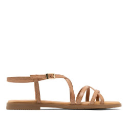 SANDALIA PLANA DE PIEL BONNIE TAUPE PORRONET - Querol online