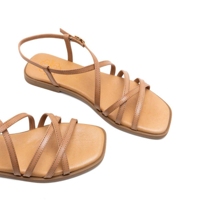 SANDALIA PLANA DE PIEL BONNIE TAUPE PORRONET - Querol online