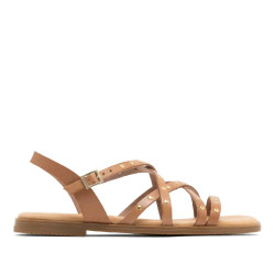 SANDALIA PLANA DE PIEL DE TIRAS CON TACHUELAS BLAIR TAUPE PORRONET - Querol online