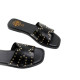 SANDALIA PLANA DE PIEL CON TACHUELAS BECCA NEGRO PORRONET - Querol online