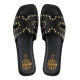 SANDALIA PLANA DE PIEL CON TACHUELAS BECCA NEGRO PORRONET - Querol online