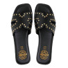 SANDALIA PLANA DE PIEL CON TACHUELAS BECCA NEGRO PORRONET
