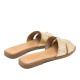SANDALIA PLANA DE PIEL CON TACHUELAS BECCA ORO PORRONET - Querol online