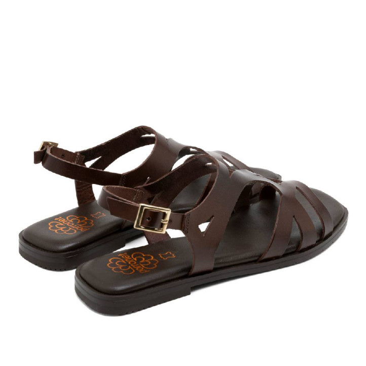 SANDALIA DE PIEL BILLY MOKA  PORRONET - Querol online
