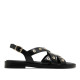 SANDALIA PLANA DE PIEL TACHUELAS CHLOE NEGRO PORRONET - Querol online