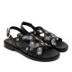 SANDALIA PLANA DE PIEL TACHUELAS CHLOE NEGRO PORRONET - Querol online