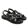 SANDALIA PLANA DE PIEL TACHUELAS CHLOE NEGRO PORRONET