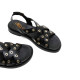 SANDALIA PLANA DE PIEL TACHUELAS CHLOE NEGRO PORRONET - Querol online