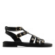 SANDALIA PLANA DE PIEL TACHUELAS CHLOE NEGRO PORRONET - Querol online