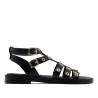 SANDALIA PLANA DE PIEL TACHUELAS CHLOE NEGRO PORRONET