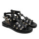 SANDALIA PLANA DE PIEL TACHUELAS CHLOE NEGRO PORRONET - Querol online