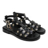 SANDALIA PLANA DE PIEL TACHUELAS CHLOE NEGRO PORRONET